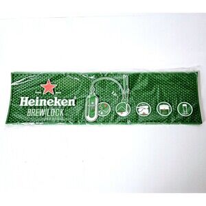 Heineken Red Star Brew Lock Bar Beverage Matt Green 23"x6.6" Breweriana New!